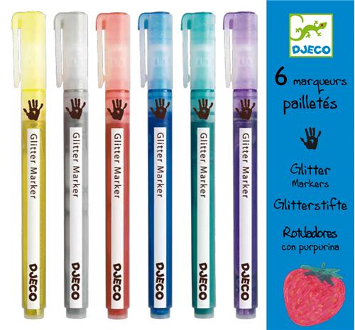 Djeco 6 Marqueurs pailletés
